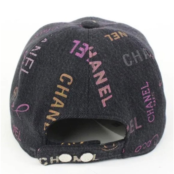 Chanel 22P Black Denim x Pink CC Logo All Over Baseball Cap - Picture 5 of 9